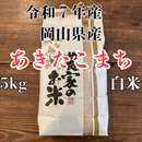 あきたこまち 白米 5kg 2025年産　令和7年度産　岡山県産　お米　